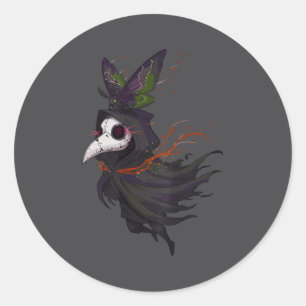 Doctor Occult Face Plague Gothic Cottagecore Moth  Classic Round Sticker
