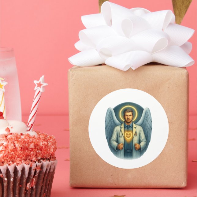 Doctor of Light – Angelic Healer Water Bottle Classic Round Sticker (Party)