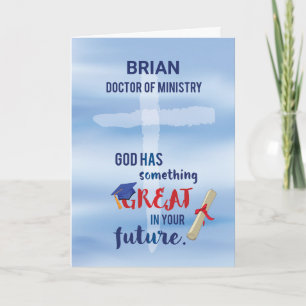 Doctor of Ministry Cross Blue Watercolor Card