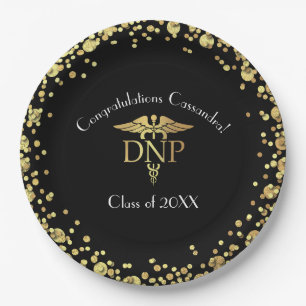 Doctor of Nursing Practice Graduation Black Gold Paper Plate