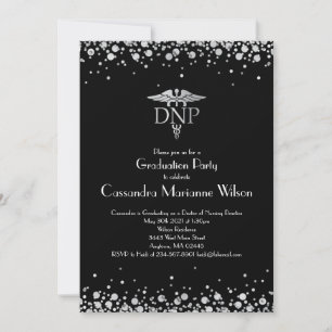 Doctor of Nursing Practice Graduation Black Silver Invitation