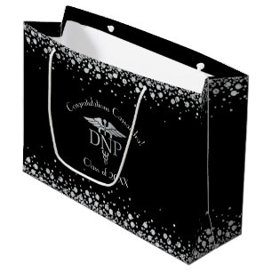 Doctor of Nursing Practice Graduation Black Silver Large Gift Bag