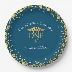 Doctor of Nursing Practice Graduation Blue Gold Paper Plate
