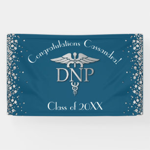 Doctor of Nursing Practice Graduation Blue Silver Banner
