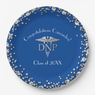Doctor of Nursing Practice Graduation Blue Silver Paper Plate