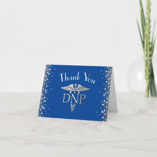 Doctor of Nursing Practice Graduation Blue Silver Thank You Card