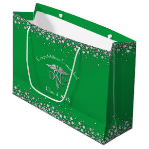 Doctor of Nursing Practice Graduation Green Silver Large Gift Bag