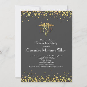 Doctor of Nursing Practice Graduation Grey Gold Invitation