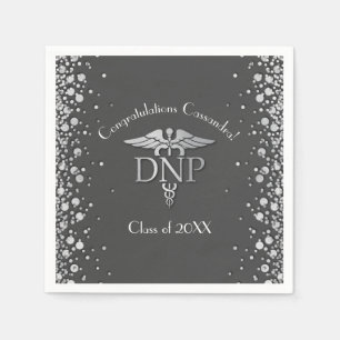 Doctor of Nursing Practice Graduation Grey Silver Napkin