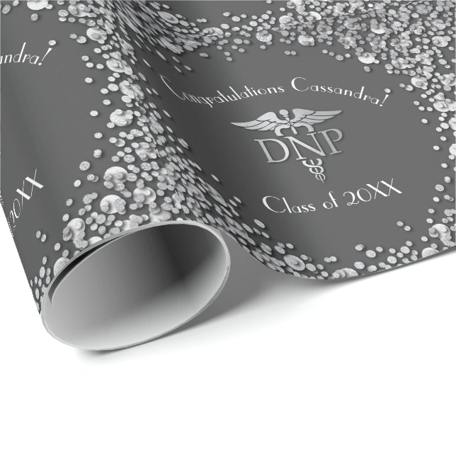 Doctor of Nursing Practice Graduation Grey Silver Wrapping Paper (Roll Corner)