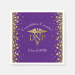 Doctor of Nursing Practice Graduation Purple Gold Napkin