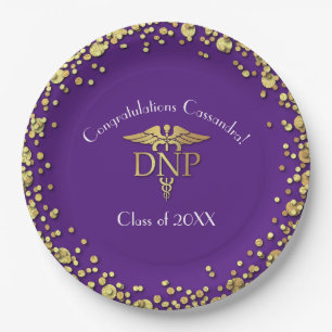 Doctor of Nursing Practice Graduation Purple Gold Paper Plate