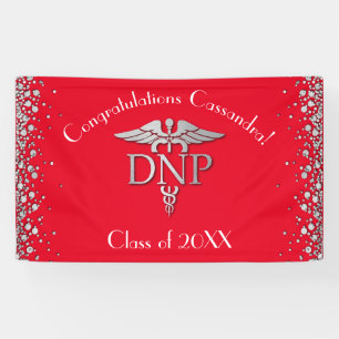 Doctor of Nursing Practice Graduation Red Silver Banner