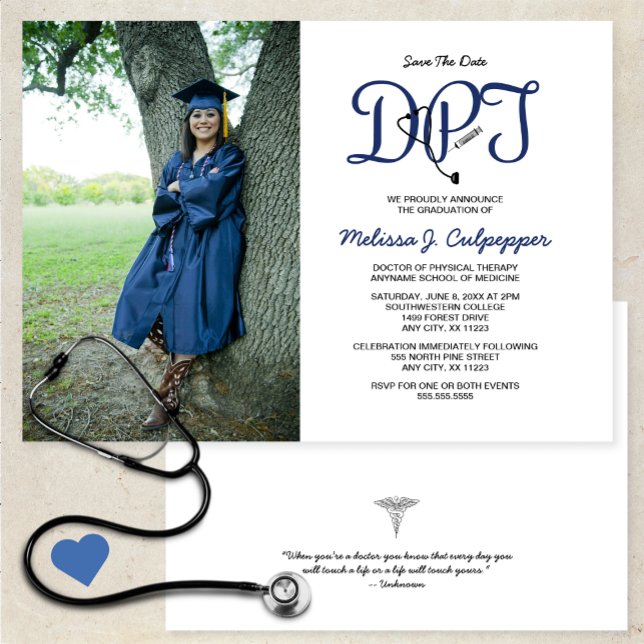 Doctor of Physical Therapy photo graduation Invitation (Creator Uploaded)