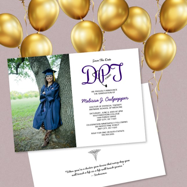 Doctor of Physical Therapy photo graduation Invitation (Creator Uploaded)