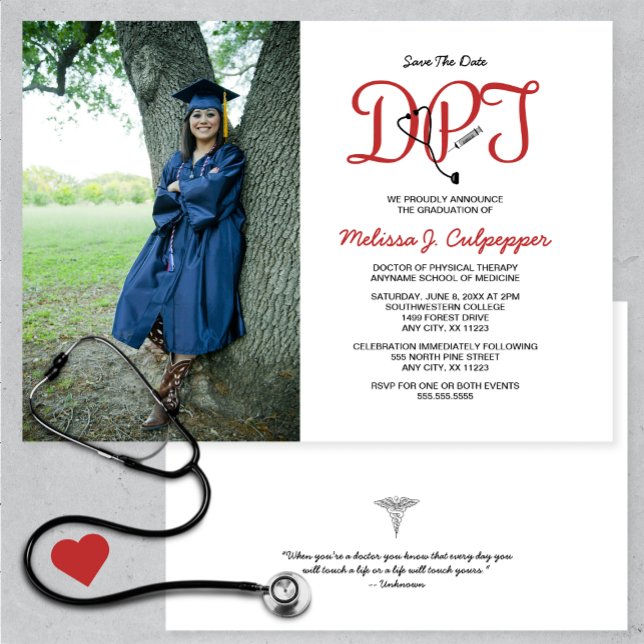 Doctor of Physical Therapy photo graduation Invitation (Creator Uploaded)