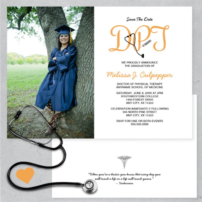 Doctor of Physical Therapy photo graduation Invitation (Creator Uploaded)