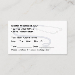 Doctor Office Appointment Reminder Business Cards