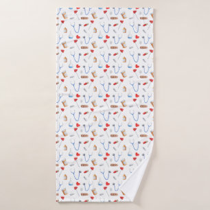 Doctor Office Equipment Patterned  Bath Towel