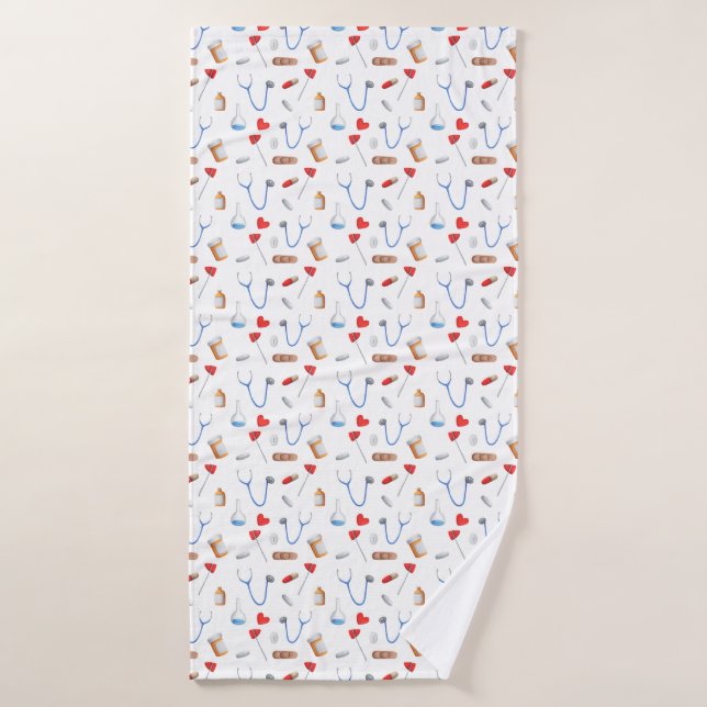 Doctor Office Equipment Patterned  Bath Towel (Bath Towel)