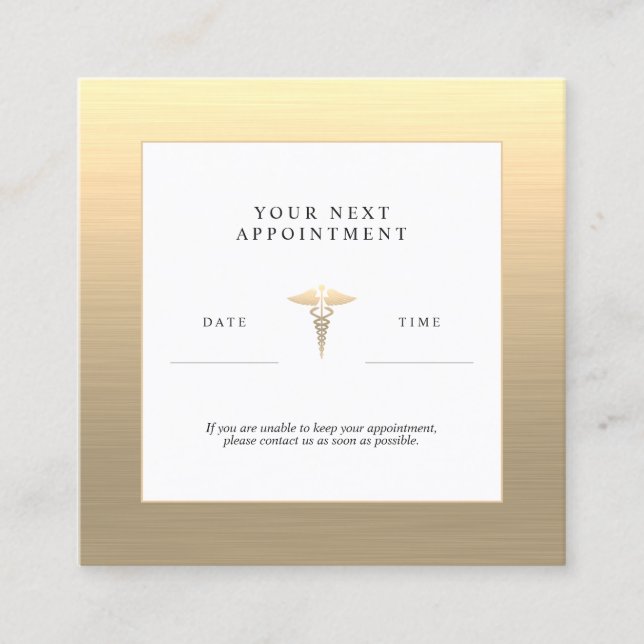 Doctor Office Faux Gold Appointment Card (Front)