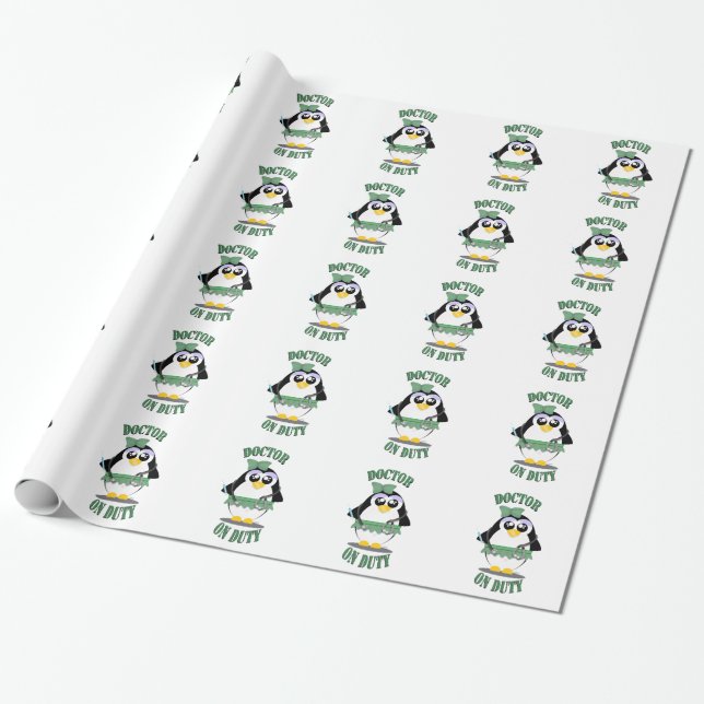 Doctor on Duty Penguin (female) Wrapping Paper (Unrolled)