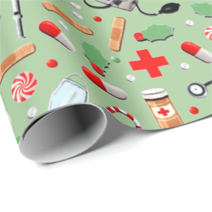 Doctor or Nurse Christmas Holiday Gift Wrapping Pa Paper