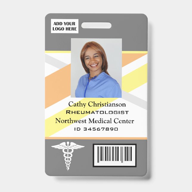 Doctor or nurse Name Badge Scanner Code ID Badge (Front)