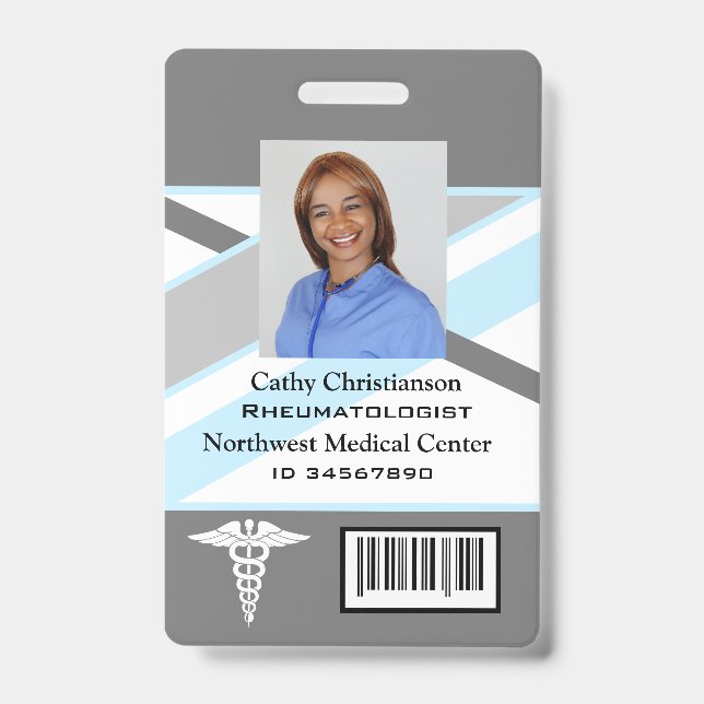 Doctor or nurse Name Badge Scanner Code ID Badge (Front)