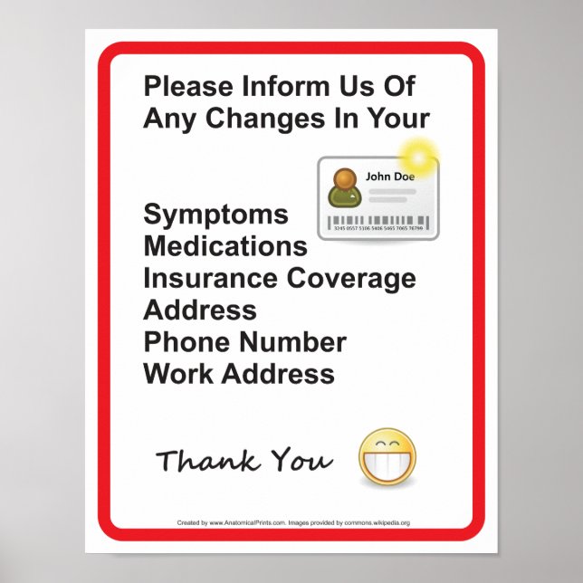 Doctor Patient Information Wall Sign (Front)