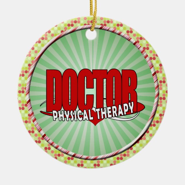 DOCTOR PHYSICAL THERAPY BIG RED CERAMIC TREE DECORATION (Front)