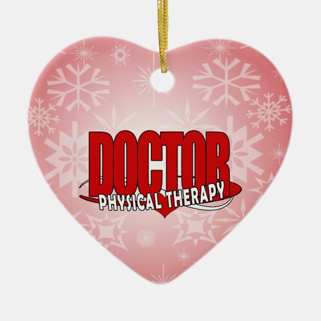 DOCTOR PHYSICAL THERAPY BIG RED CERAMIC TREE DECORATION (Front)