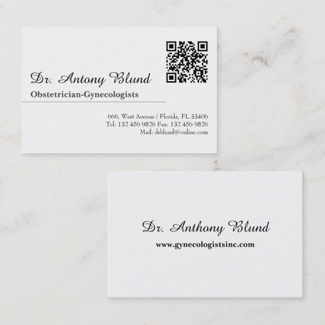 Doctor Physician Scan QR code for Appointment Business Card (Front/Back)
