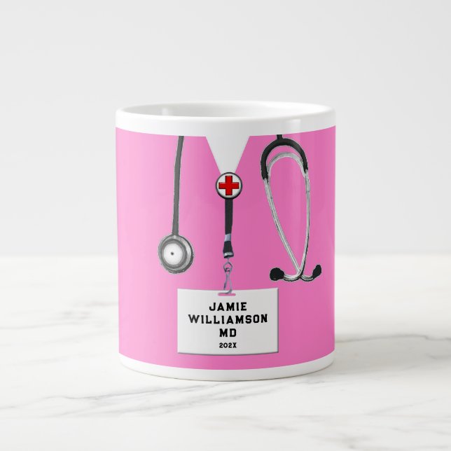 Doctor Pink Scrubs Gift Large Coffee Mug (Front)