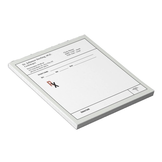 Doctor Prescription Notepad, Medical notepads (Angled)