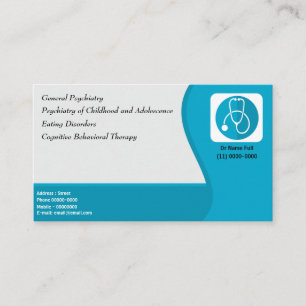 Doctor Psychiatrist Blue Logo Grey Business Card