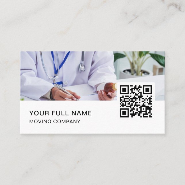 Doctor QR Code Logo Social Media Business Card (Front)