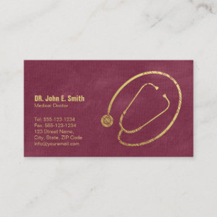 Doctor, Red Canvas Golden Stethoscope Appointment Card