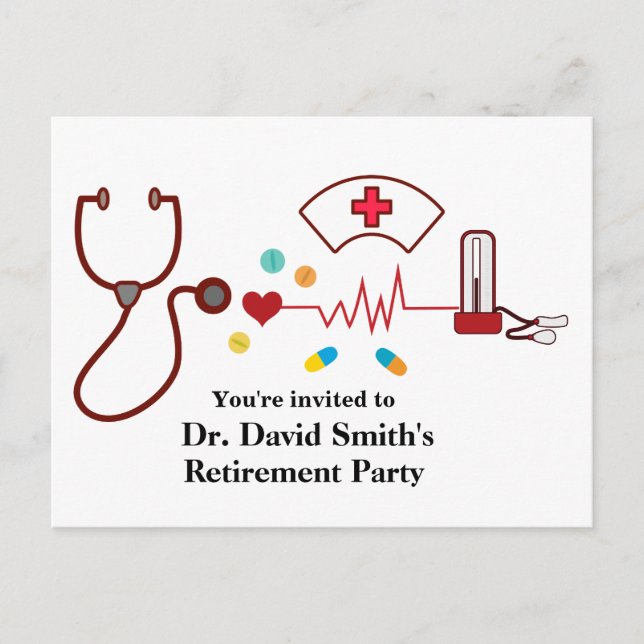 Doctor retirement invitation postcard (Front)