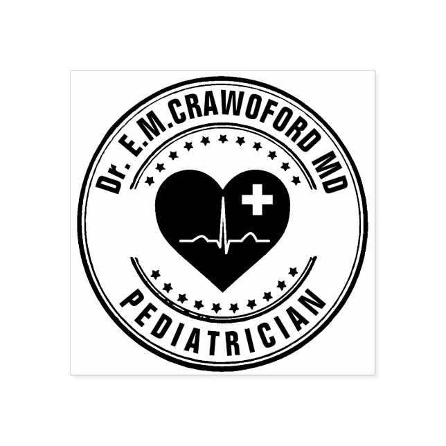 Doctor Rubber Stamp Heart ECG With Your Name (Imprint)