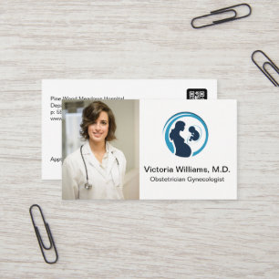 Doctor Smiling Obstetrician Gynaecologist Logo Business Card