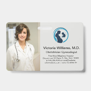 Doctor Smiling   Obstetrician Gynaecologist Logo ID Badge