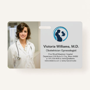 Doctor Smiling Obstetrician Gynaecologist Logo ID Badge