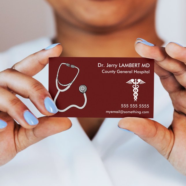 Doctor Stethoscope Red Business Card (Creator Uploaded)