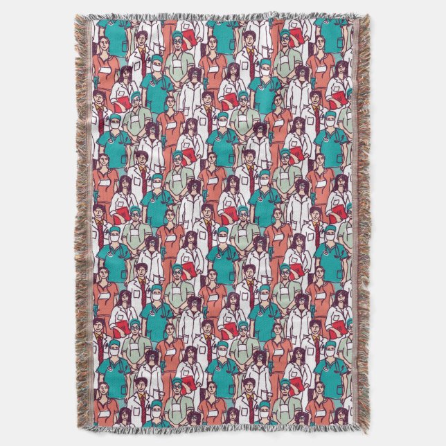 Doctor & Surgeon Pattern Throw Blanket (Front Vertical)