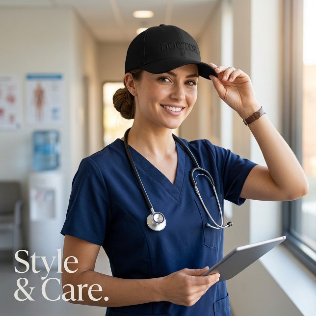 Doctor Text Mark Clean Modern Design Embroidered Hat (Doctor Text Mark Clean Modern Design Embroidered Baseball Cap)