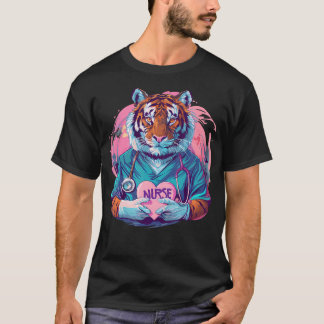 Doctor Tiger Healthcare Nursing Stethoscope Nurse T-Shirt