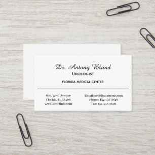 Doctor Urologist Simple Green Business Card