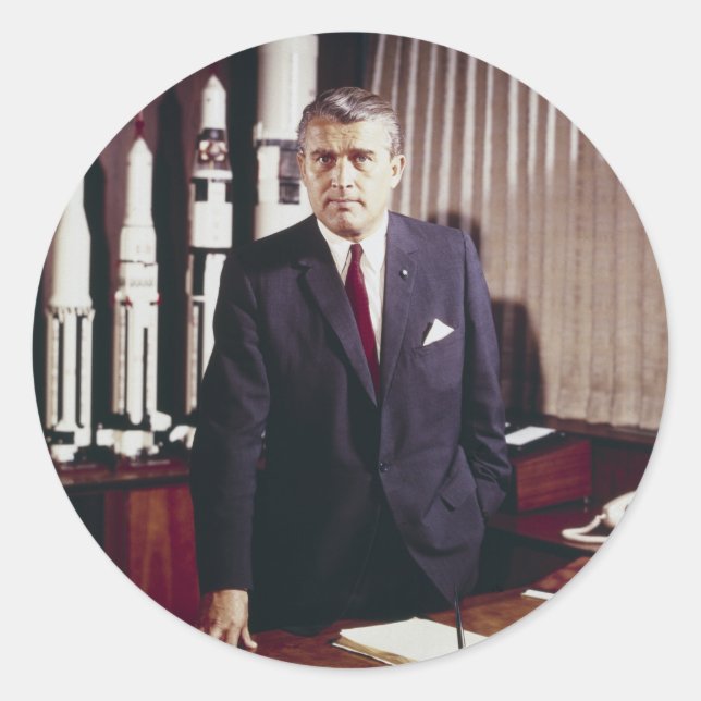 Doctor Wernher von Braun Portrait Classic Round Sticker (Front)