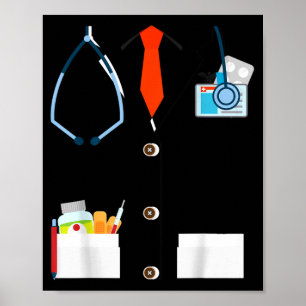 Doctor White Lab Coat Funny Halloween Costume for Poster